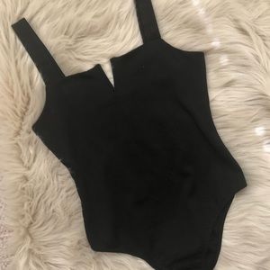 Black V-Neck Bodysuit
